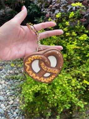Kate Spade Brown Pretzel Coin Purse Keychain